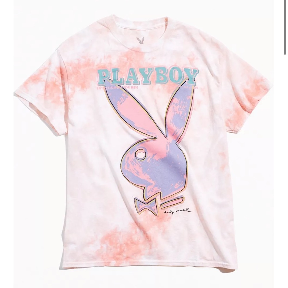 Unisex Pink playboy T-shirt Andy Warhol collaboration size mens small
